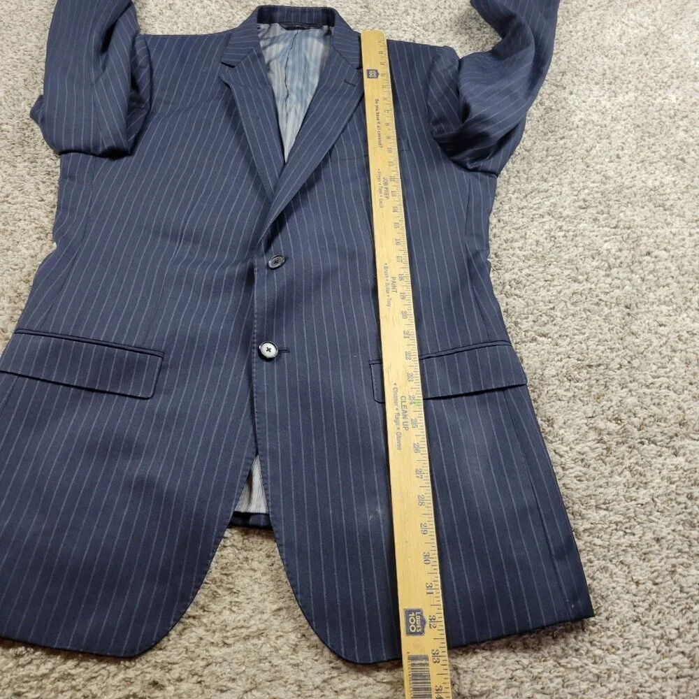 Banana Republic Blazer Mens 42L Blue Vitale Barberis Wool Lined Striped Mark*